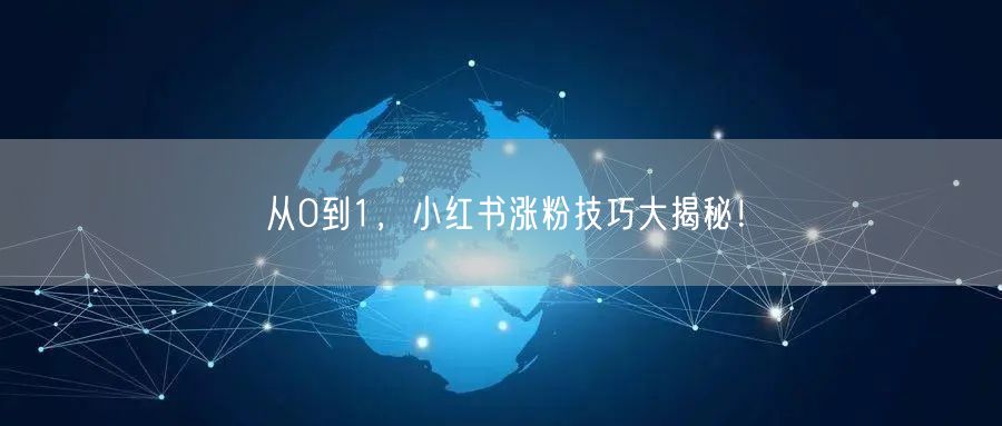 从0到1，小红书涨粉技巧大揭秘！