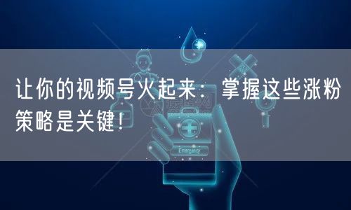 让你的视频号火起来：掌握这些涨粉策略是关键！