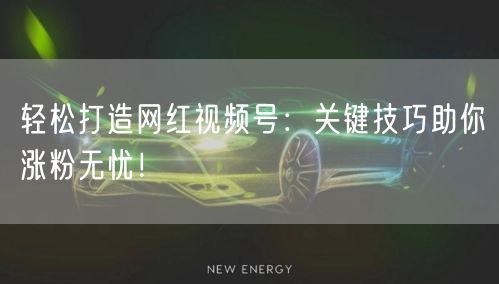 轻松打造网红视频号：关键技巧助你涨粉无忧！
