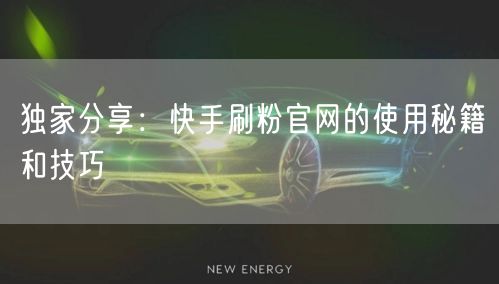 独家分享：快手刷粉官网的使用秘籍和技巧