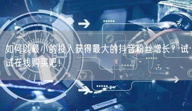 如何以最小的投入获得最大的抖音粉丝增长？试试在线购买吧！