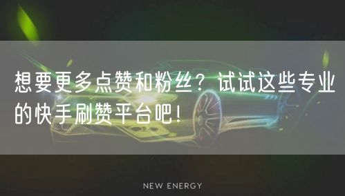 想要更多点赞和粉丝？试试这些专业的快手刷赞平台吧！