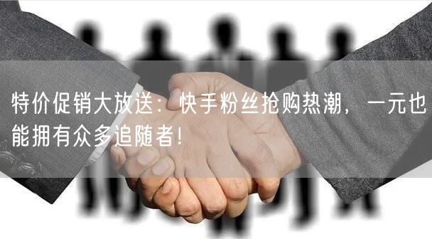 特价促销大放送：快手粉丝抢购热潮，一元也能拥有众多追随者！