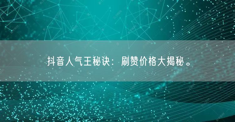 抖音人气王秘诀：刷赞价格大揭秘。