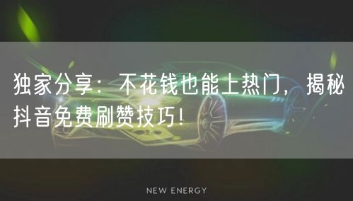 独家分享：不花钱也能上热门，揭秘抖音免费刷赞技巧！