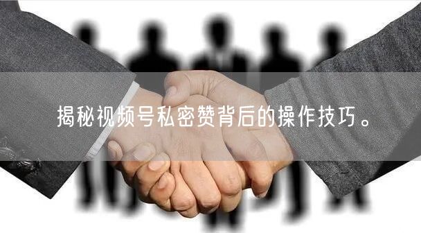 揭秘视频号私密赞背后的操作技巧。