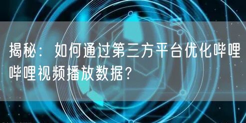 揭秘：如何通过第三方平台优化哔哩哔哩视频播放数据？