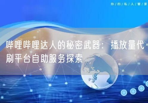 哔哩哔哩达人的秘密武器：播放量代刷平台自助服务探索