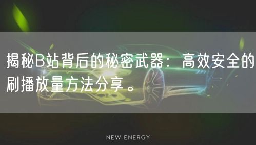 揭秘B站背后的秘密武器：高效安全的刷播放量方法分享。