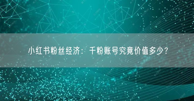 小红书粉丝经济：千粉账号究竟价值多少？
