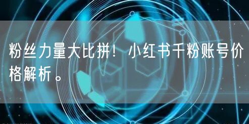 粉丝力量大比拼！小红书千粉账号价格解析。