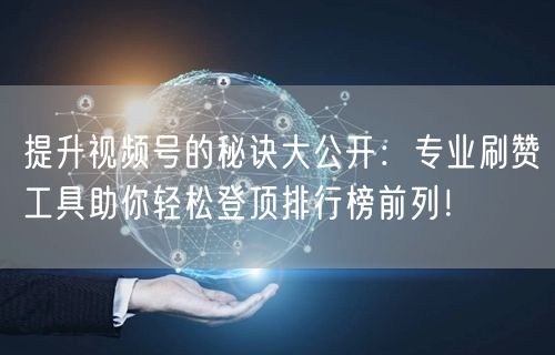 提升视频号的秘诀大公开：专业刷赞工具助你轻松登顶排行榜前列！