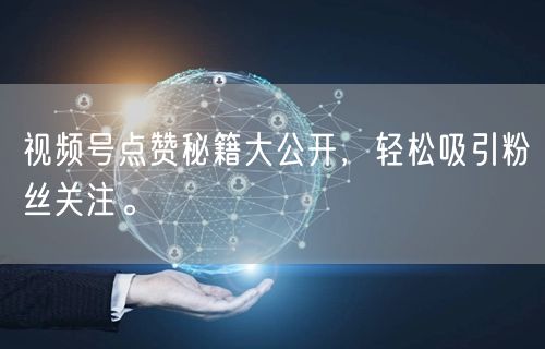 视频号点赞秘籍大公开，轻松吸引粉丝关注。