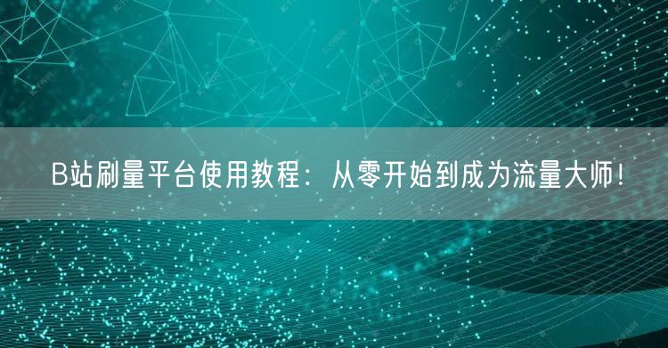 B站刷量平台使用教程：从零开始到成为流量大师！