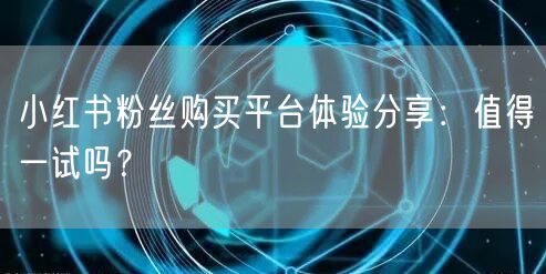 小红书粉丝购买平台体验分享：值得一试吗？