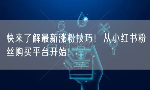 快来了解最新涨粉技巧！从小红书粉丝购买平台开始！