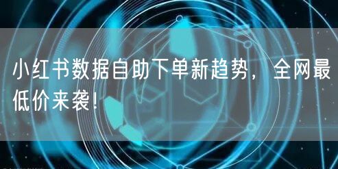 小红书数据自助下单新趋势，全网最低价来袭！