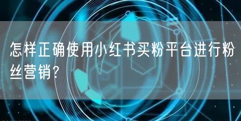 怎样正确使用小红书买粉平台进行粉丝营销？