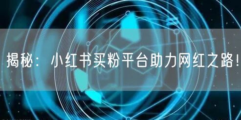 揭秘：小红书买粉平台助力网红之路！
