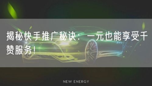 揭秘快手推广秘诀：一元也能享受千赞服务！