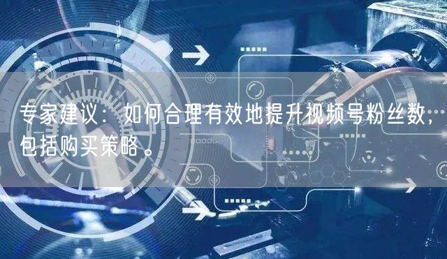 专家建议：如何合理有效地提升视频号粉丝数，包括购买策略。